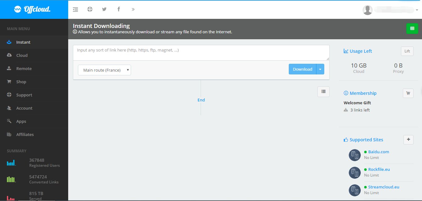 推荐网站 下载国外网盘 强大的离线下载站 Offcloud Com 初行博客
